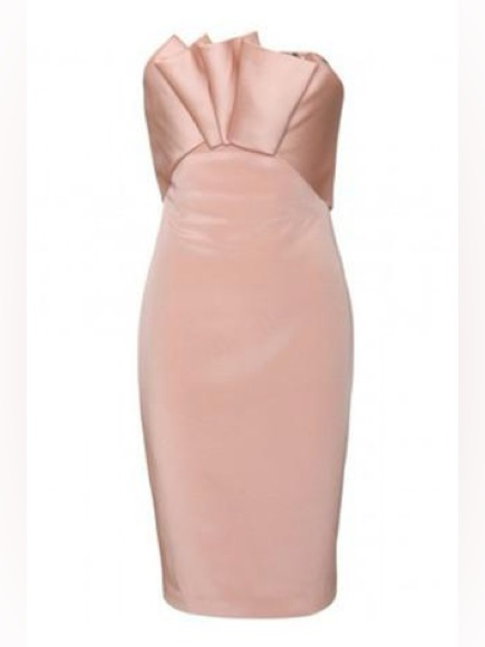 Marchesa Notte Fold Pleats Beaded Strapless Blush Pink Nude Cocktail Dress